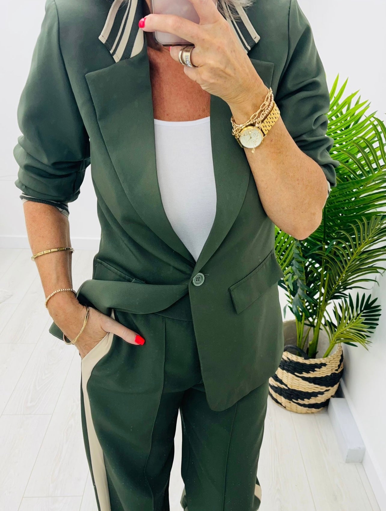 Louisa Khaki 2 Piece Trouser Suit
