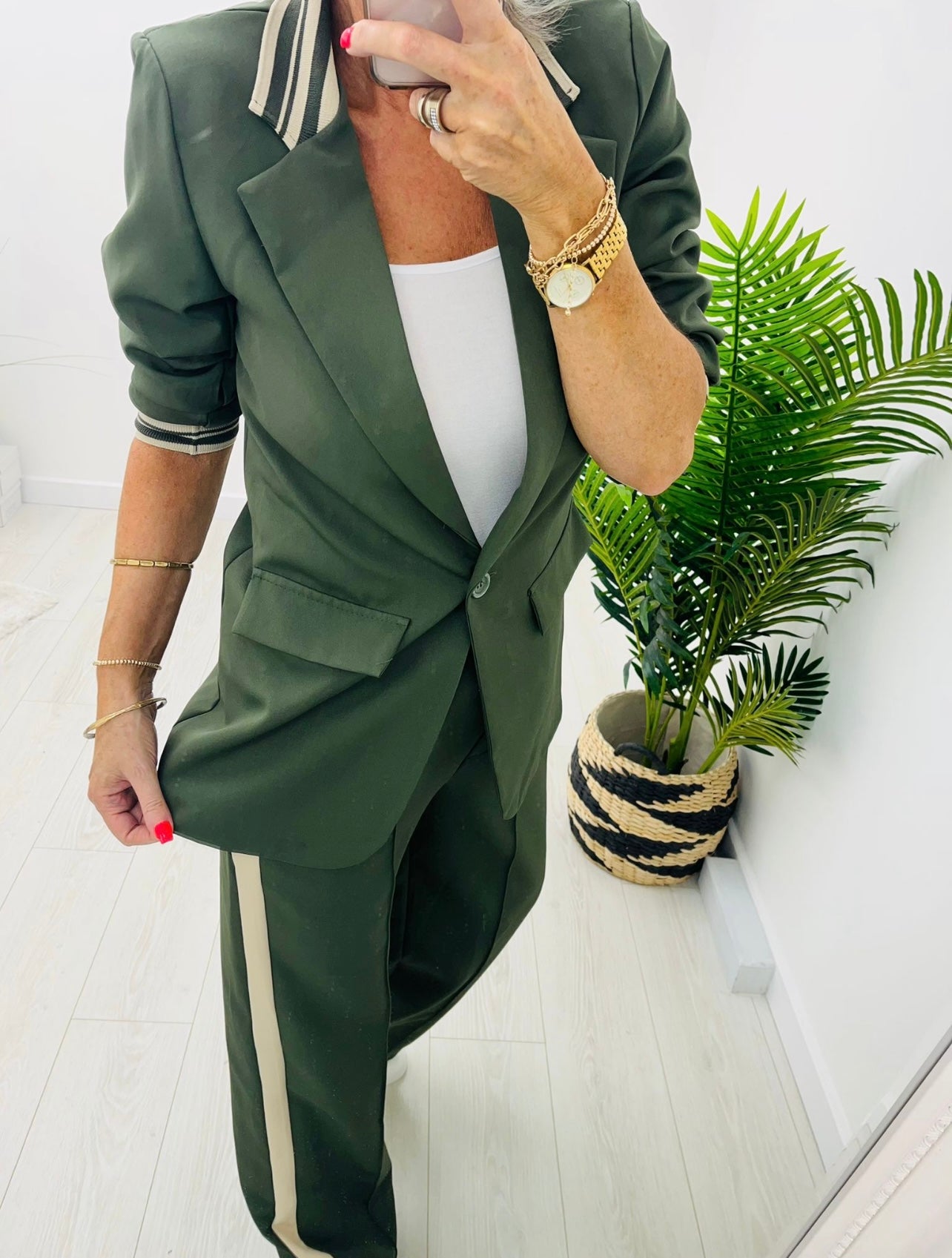 Louisa Khaki 2 Piece Trouser Suit