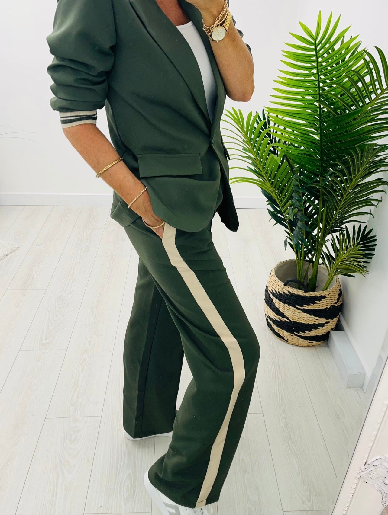 Louisa Khaki 2 Piece Trouser Suit