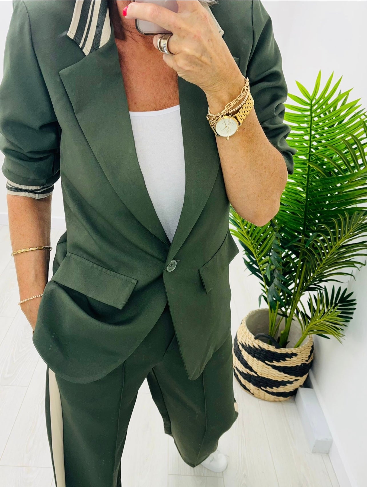 Louisa Khaki 2 Piece Trouser Suit