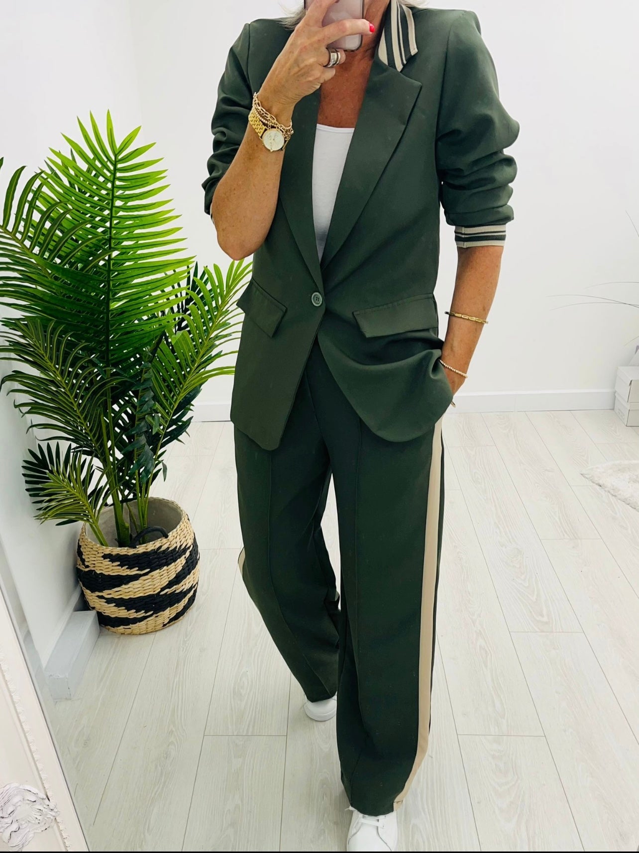 Louisa Khaki 2 Piece Trouser Suit