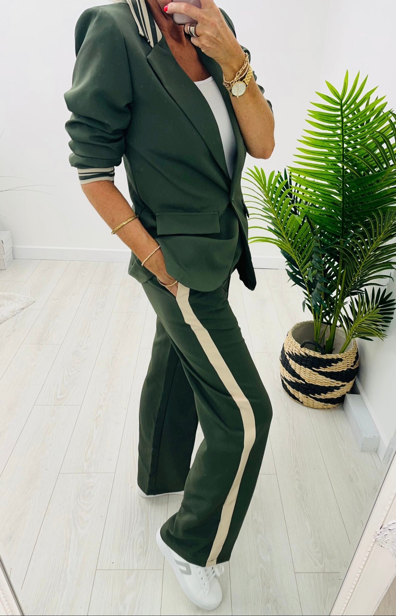 Louisa Khaki 2 Piece Trouser Suit