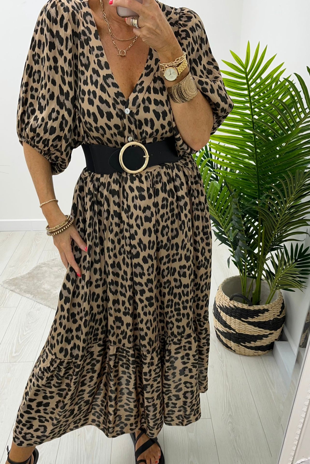 Lucia Leopard Print Smock Dress