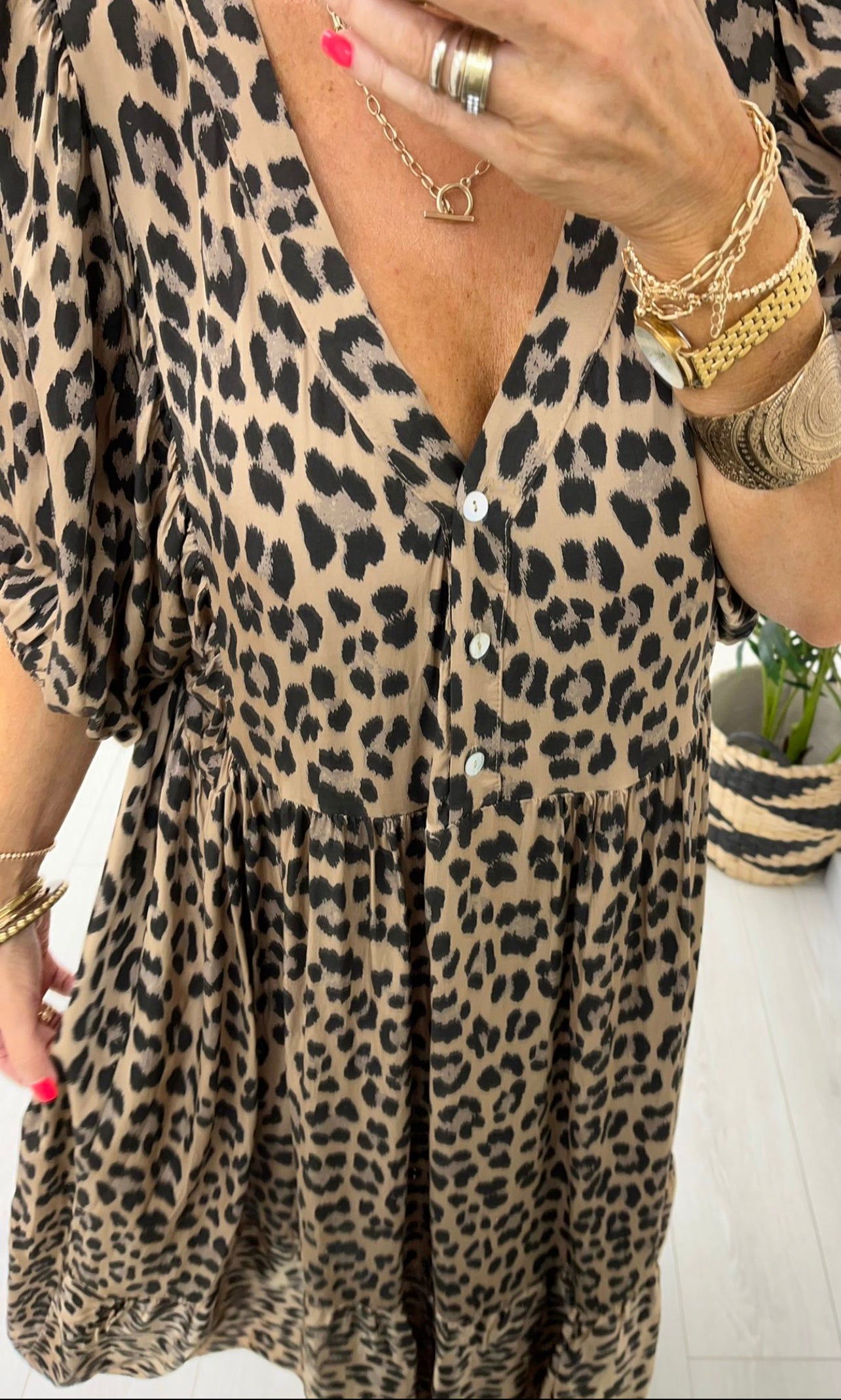 Lucia Leopard Print Smock Dress