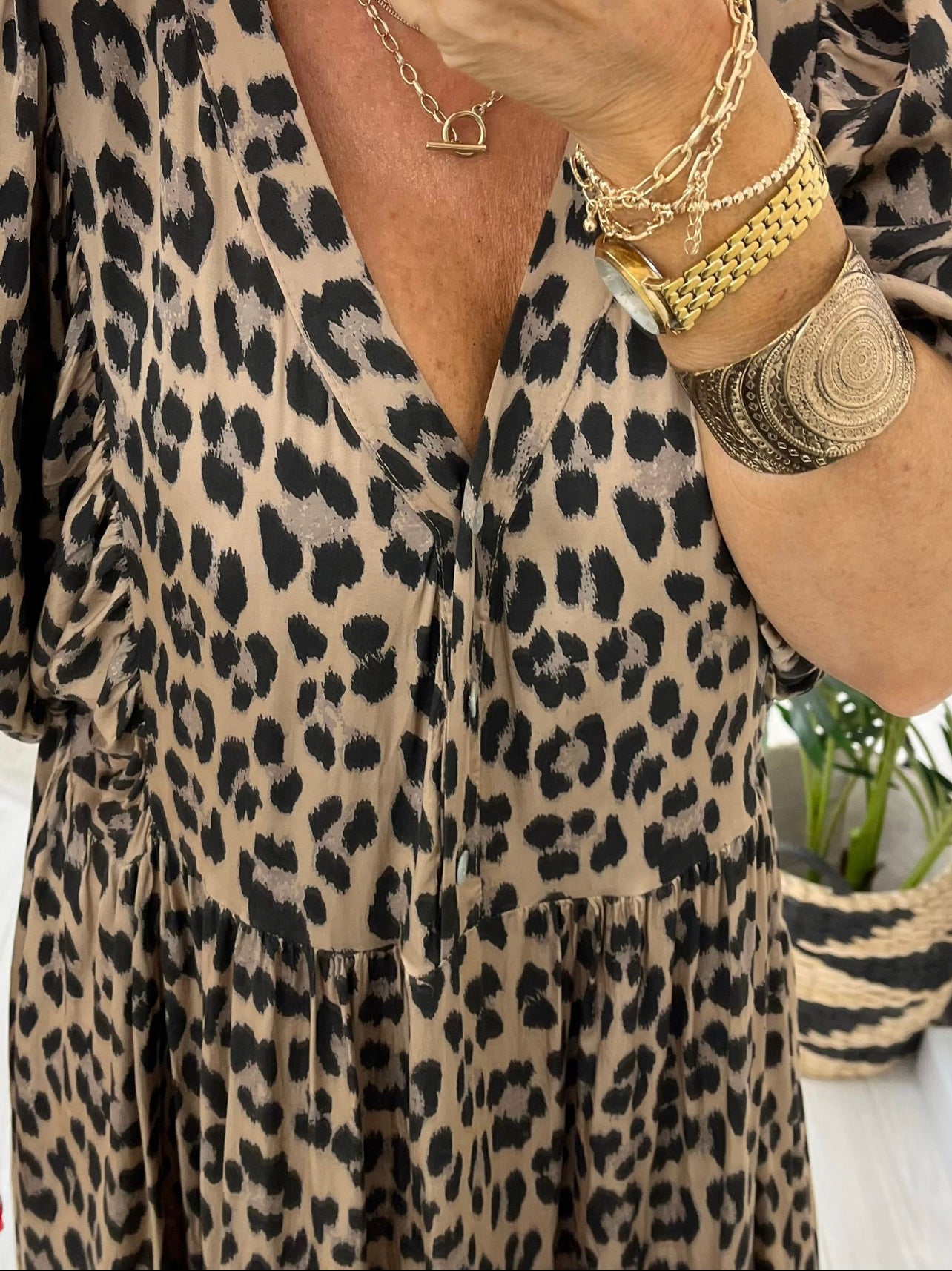 Lucia Leopard Print Smock Dress
