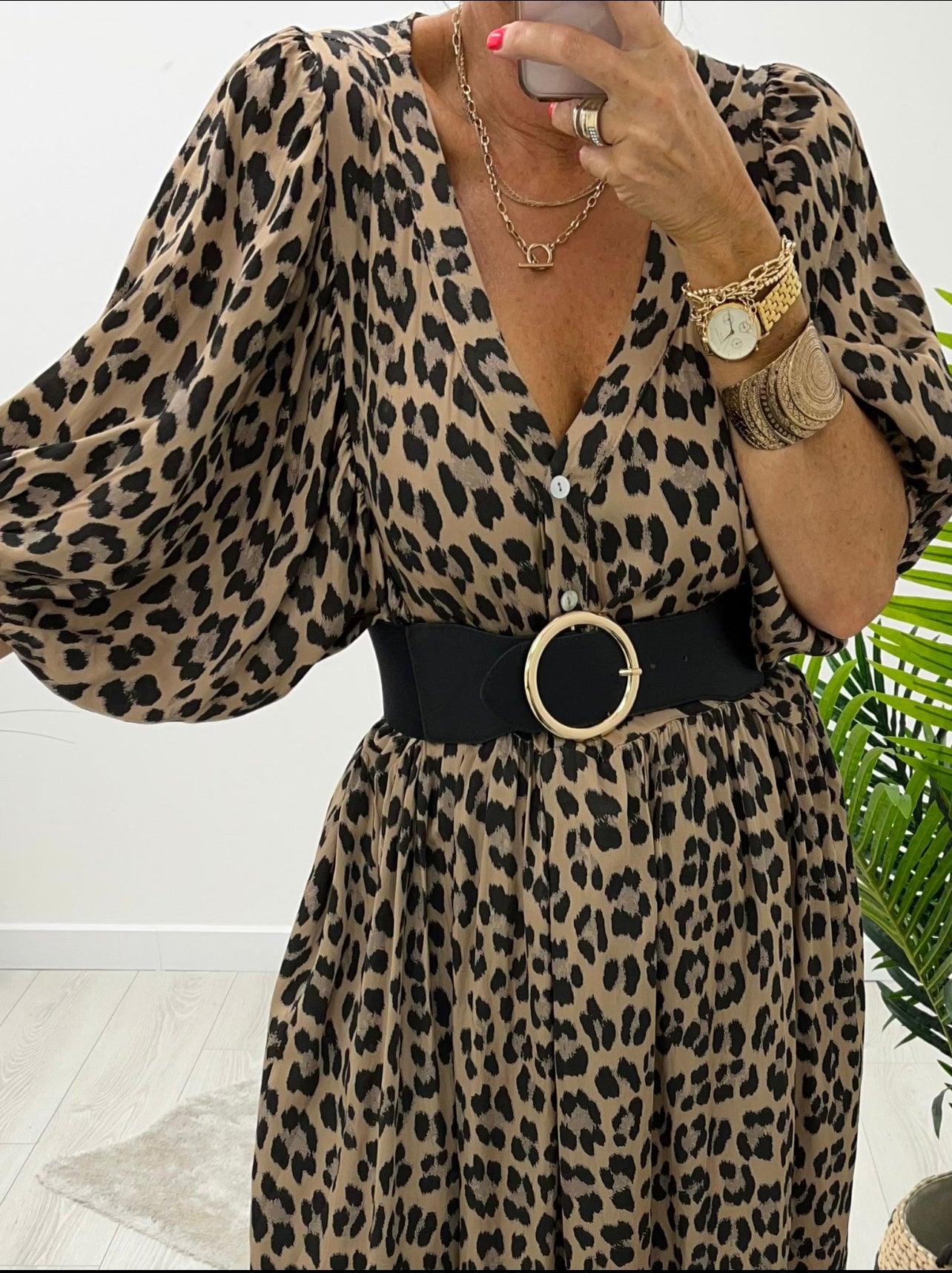 Lucia Leopard Print Smock Dress