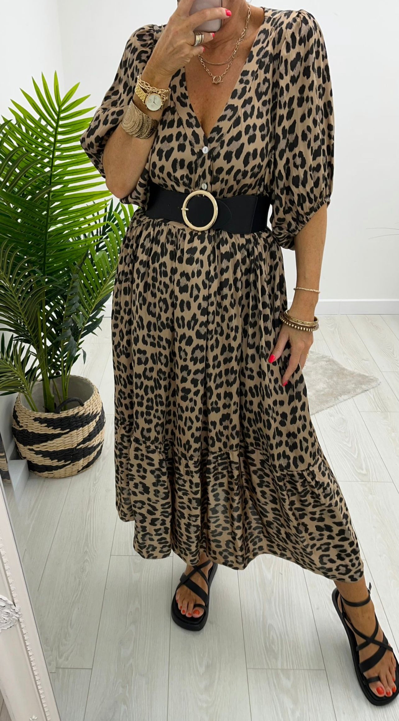 Lucia Leopard Print Smock Dress