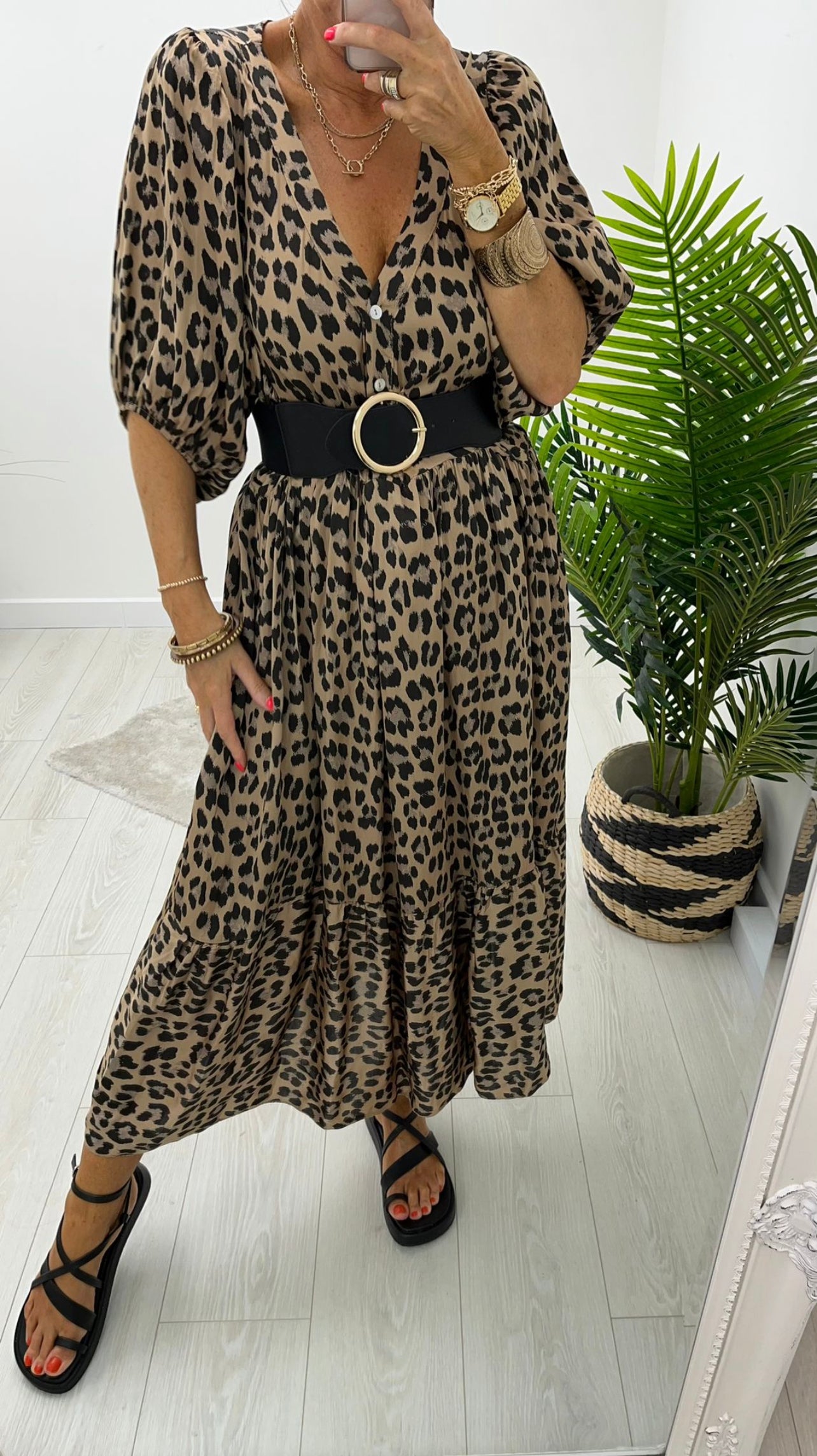 Lucia Leopard Print Smock Dress