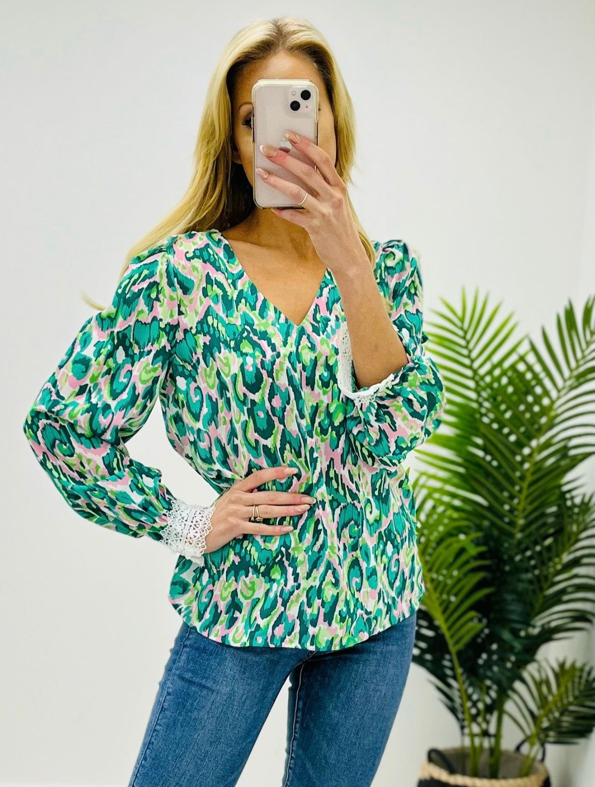 Unika Green Abstract Blouse