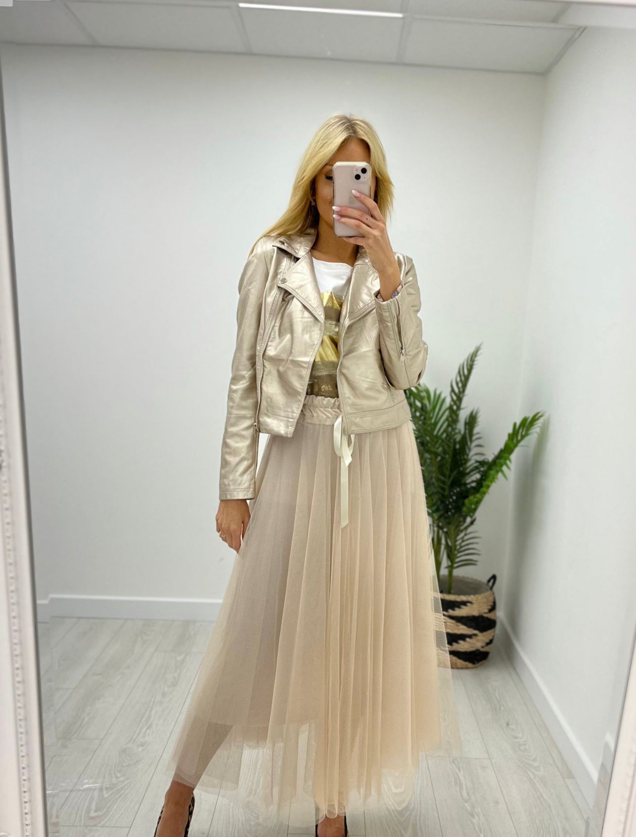 Georgia Gold Faux Leather Biker Jacket