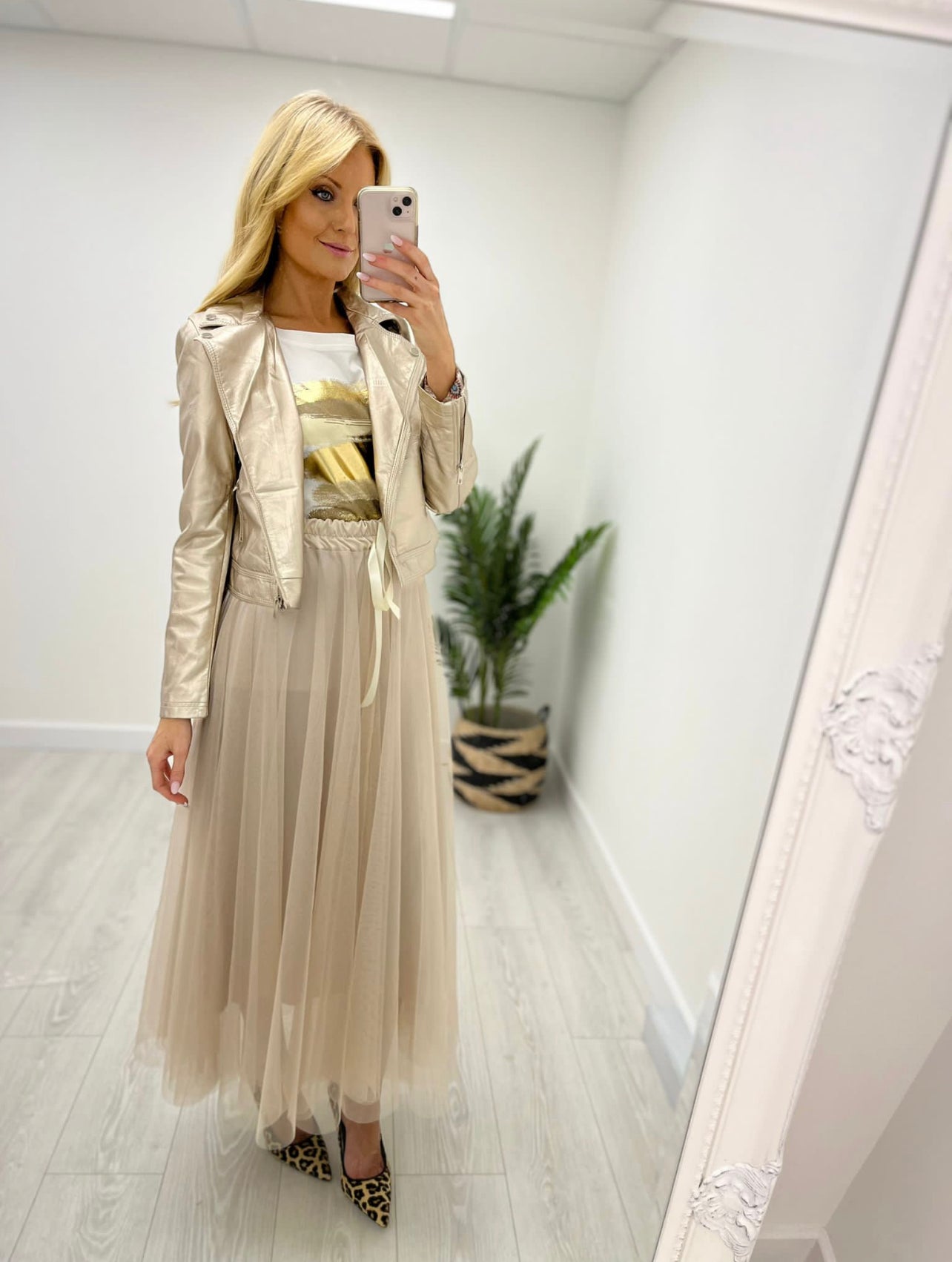 Georgia Gold Faux Leather Biker Jacket