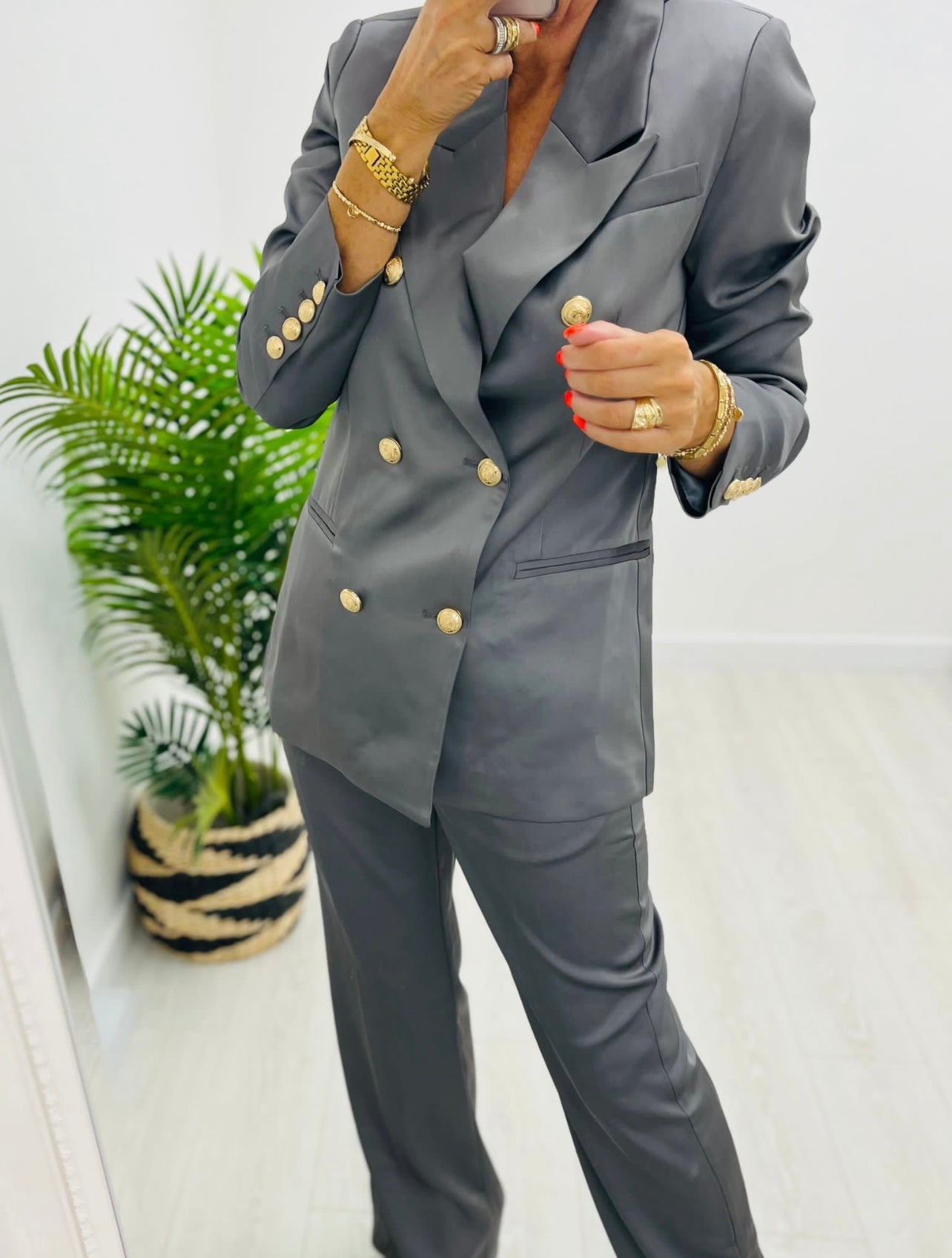 Camilla Charcoal 2 Piece Trouser Suit