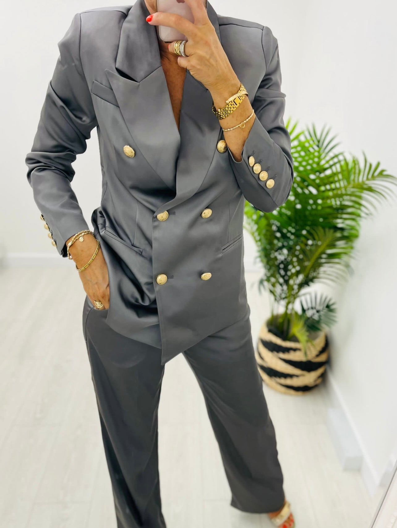 Camilla Charcoal 2 Piece Trouser Suit