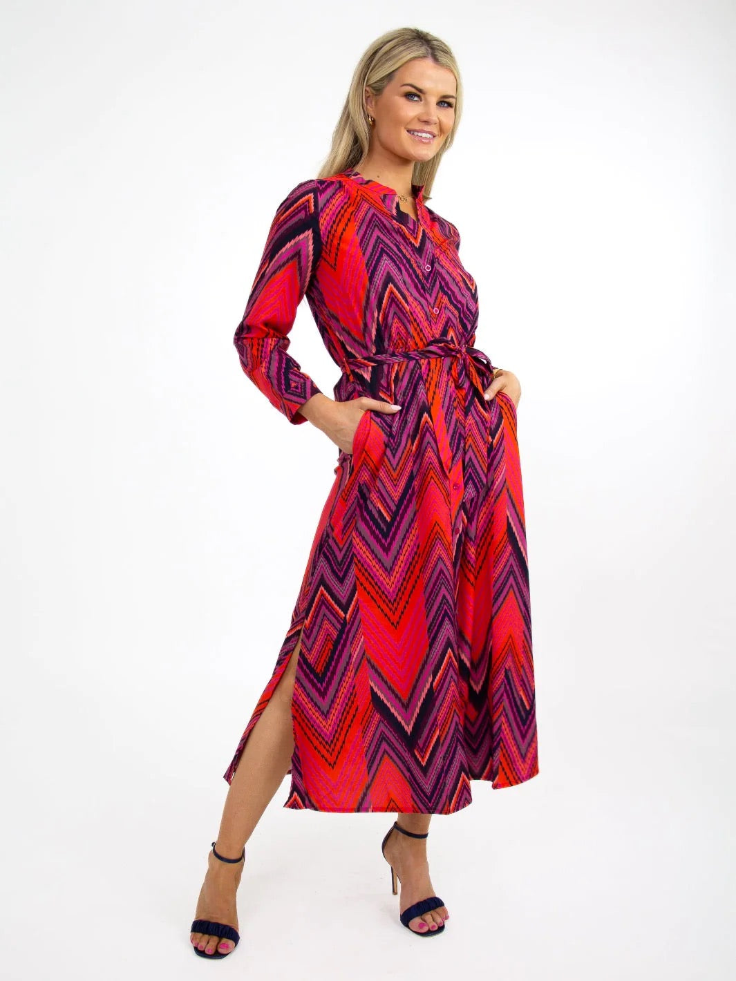 Pippa Capri Dress In Coral Mizzoni