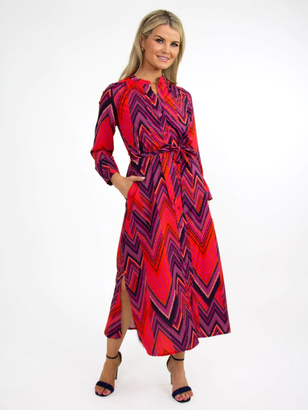 Pippa Capri Dress In Coral Mizzoni