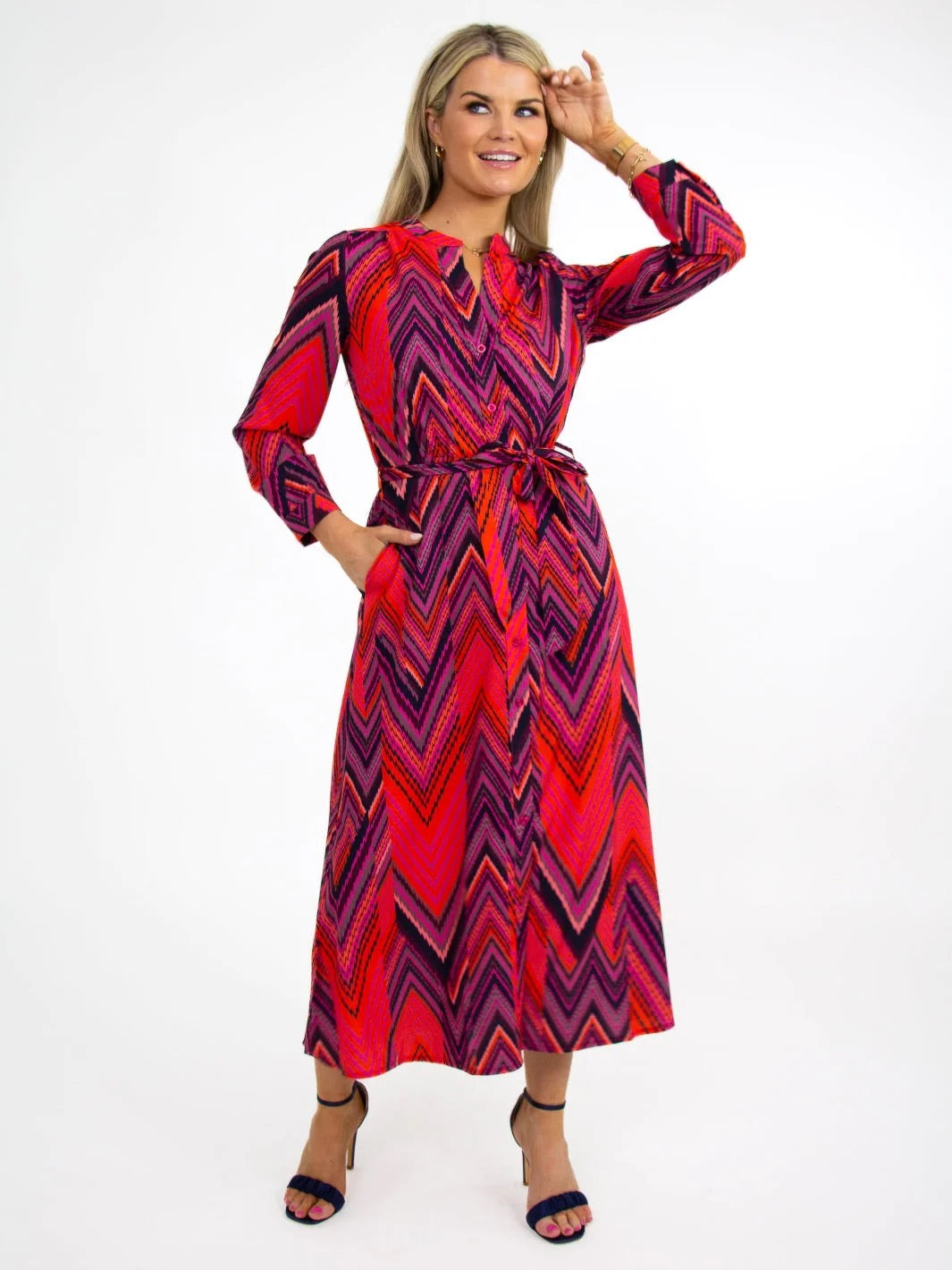 Pippa Capri Dress In Coral Mizzoni