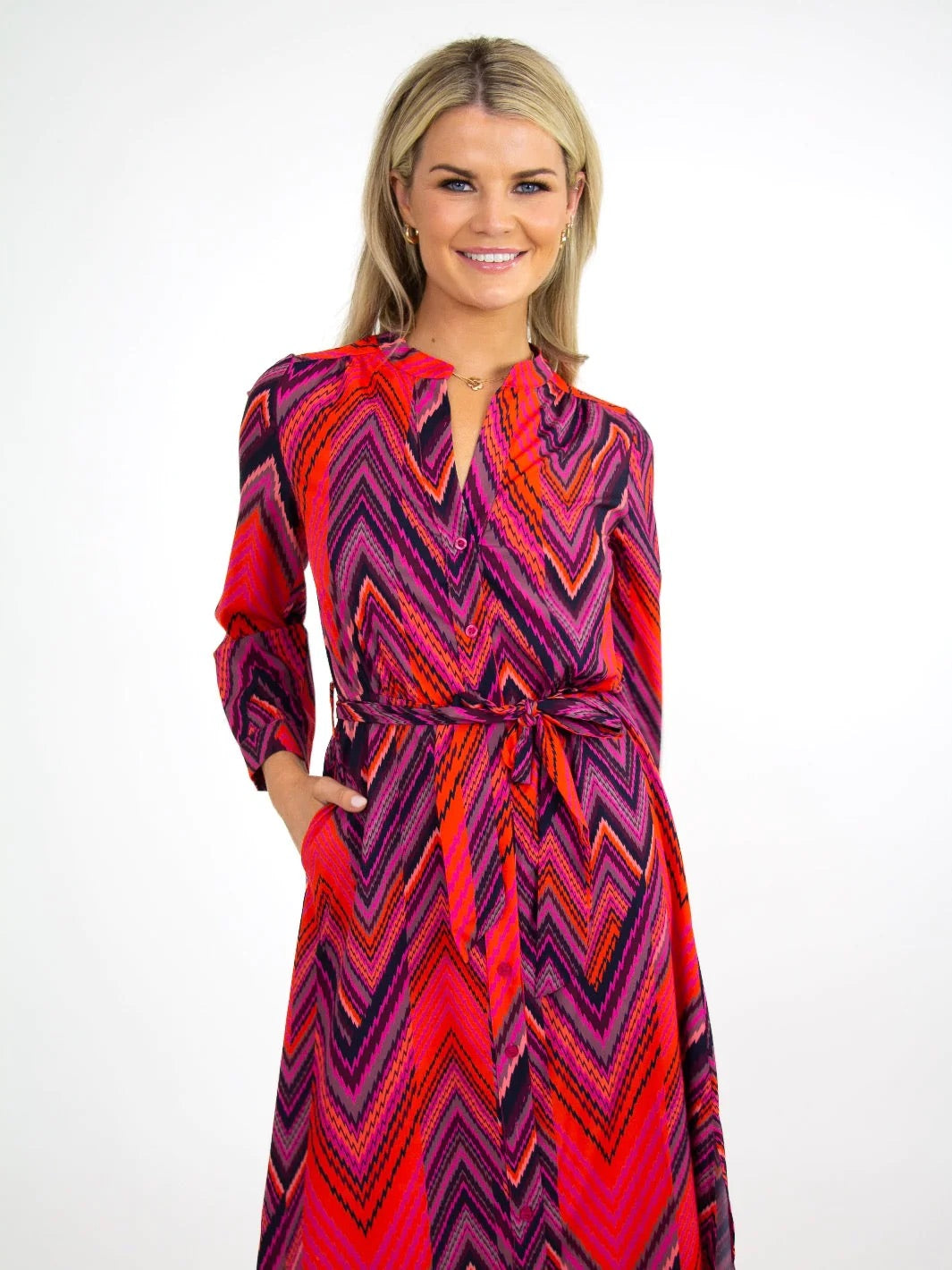 Pippa Capri Dress In Coral Mizzoni