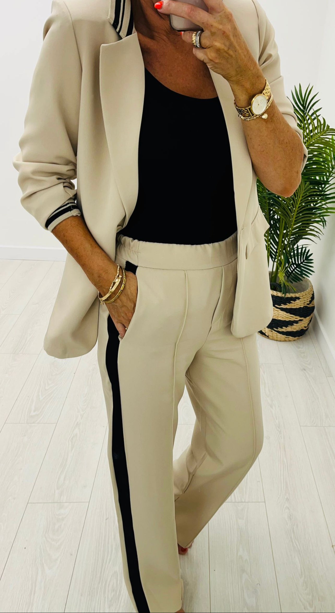 Louisa Beige 2 Piece Trouser Suit