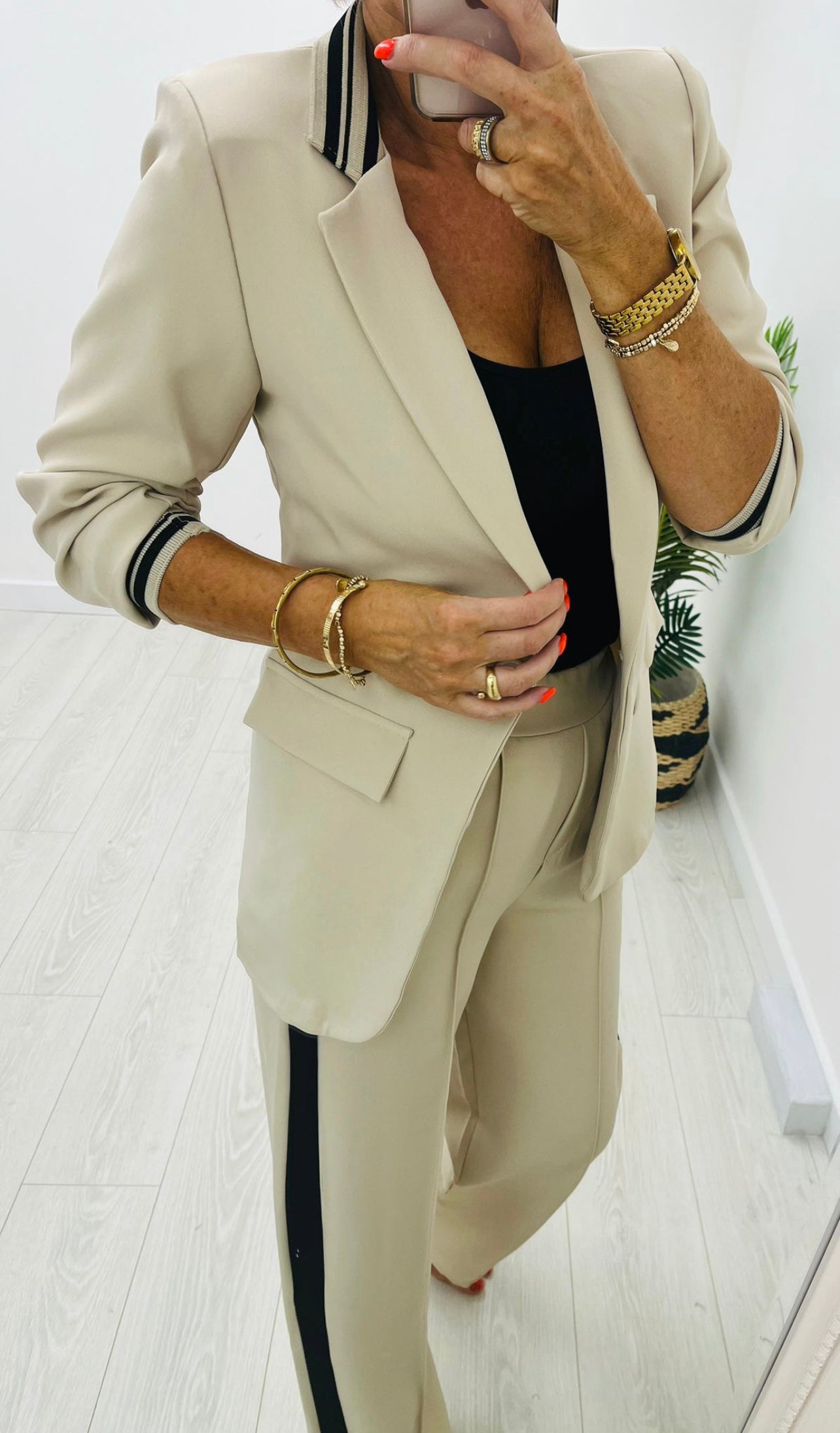 Louisa Beige 2 Piece Trouser Suit