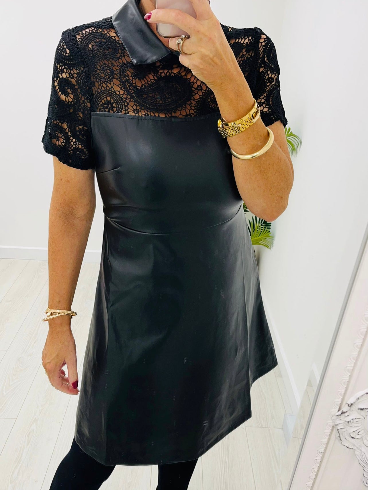 Bowie Black Leather Dress