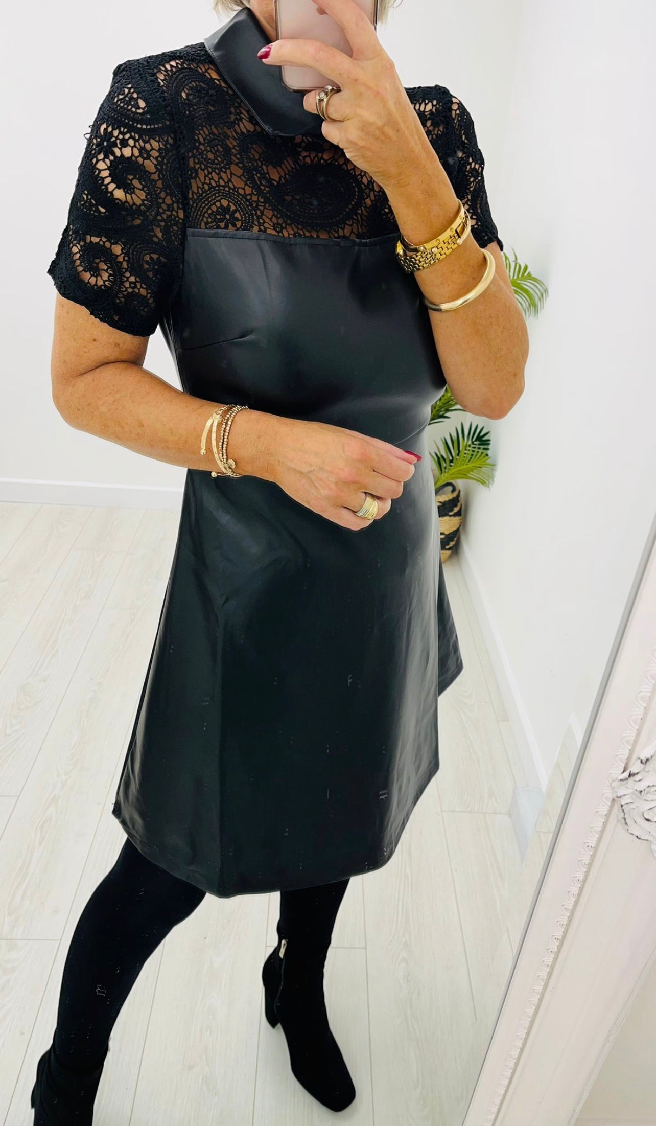 Bowie Black Leather Dress
