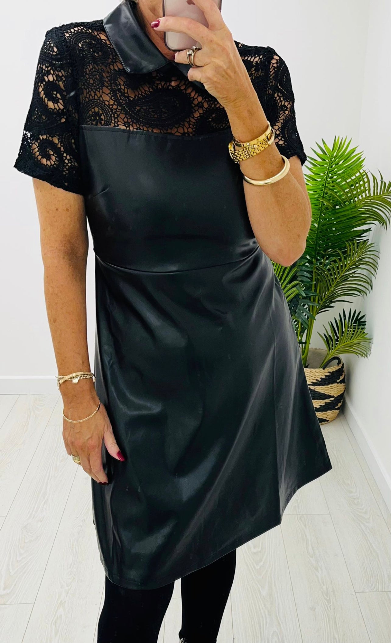 Bowie Black Leather Dress