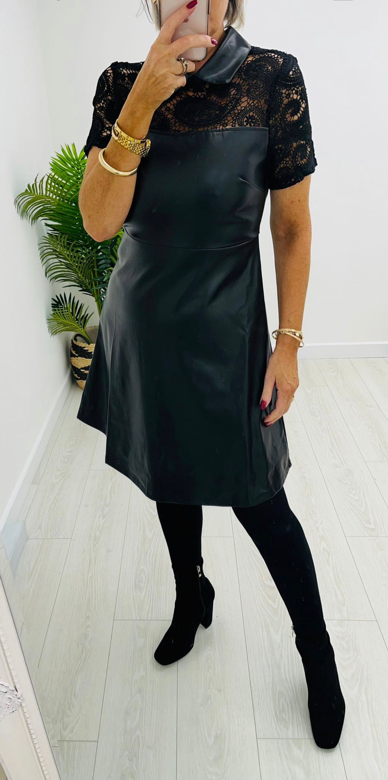 Bowie Black Leather Dress