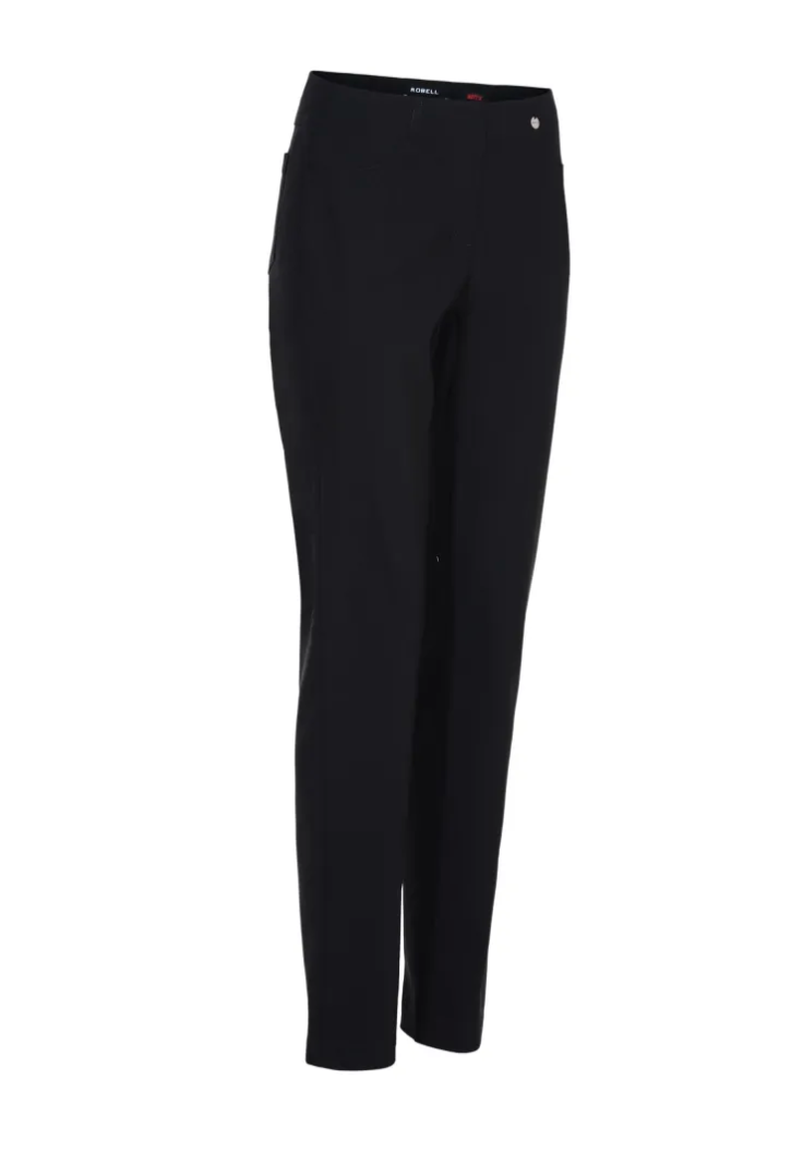 Robell Bella Black Slim 68cm Length Trousers (No Turn-Up)