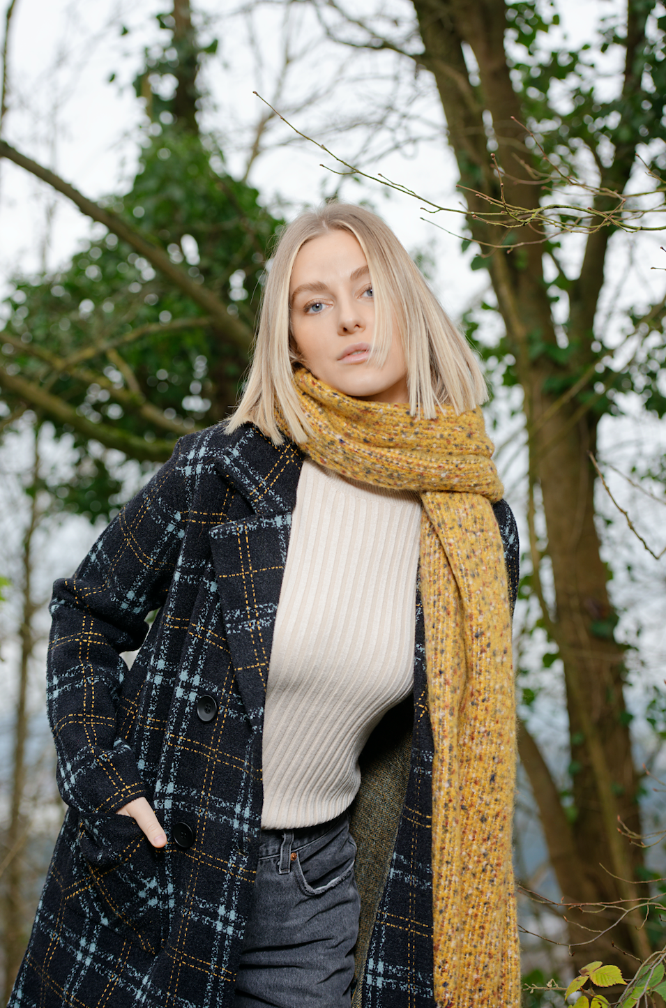 Patrice Plaid Print Coat