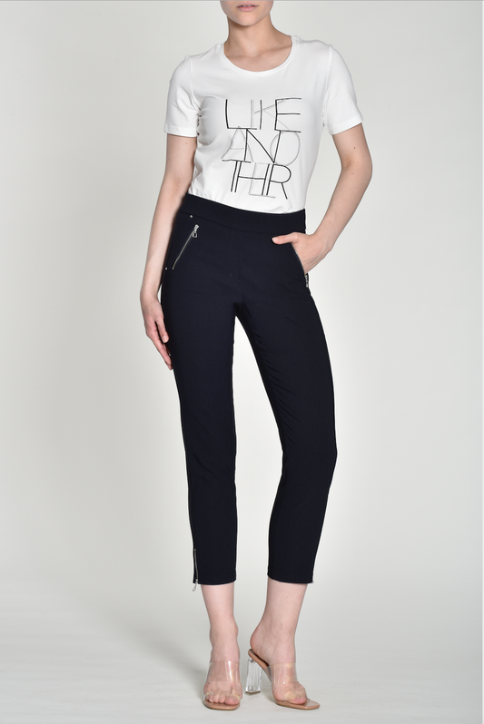 Robell Nena Black Zip Detail Trousers