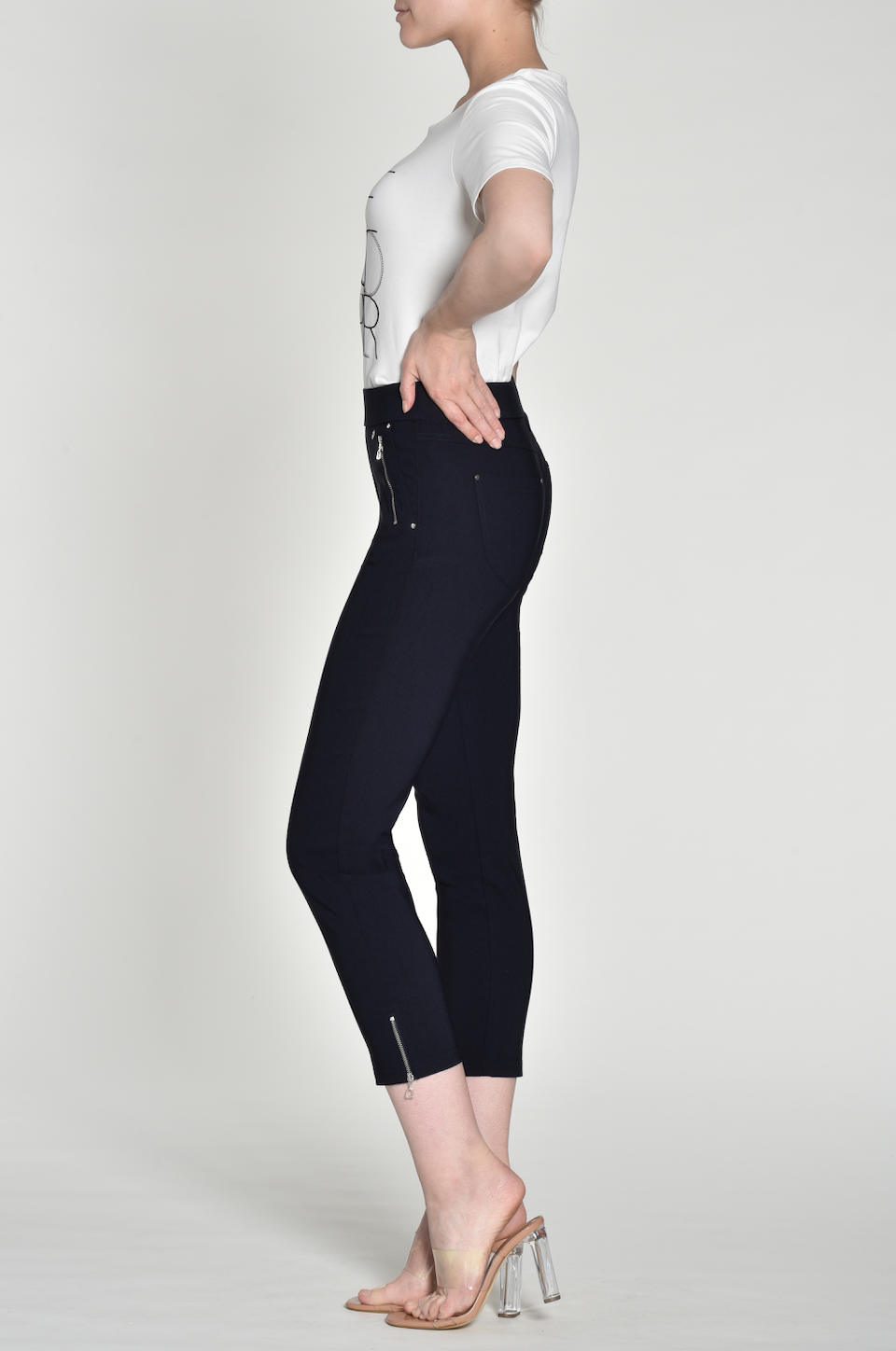 Robell Nena Black Zip Detail Trousers