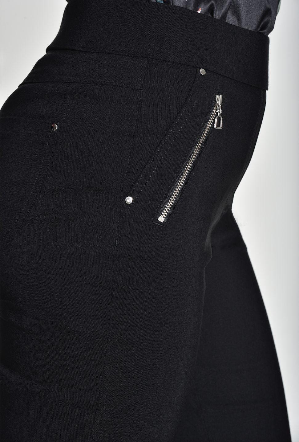 Robell Nena Black Zip Detail Trousers