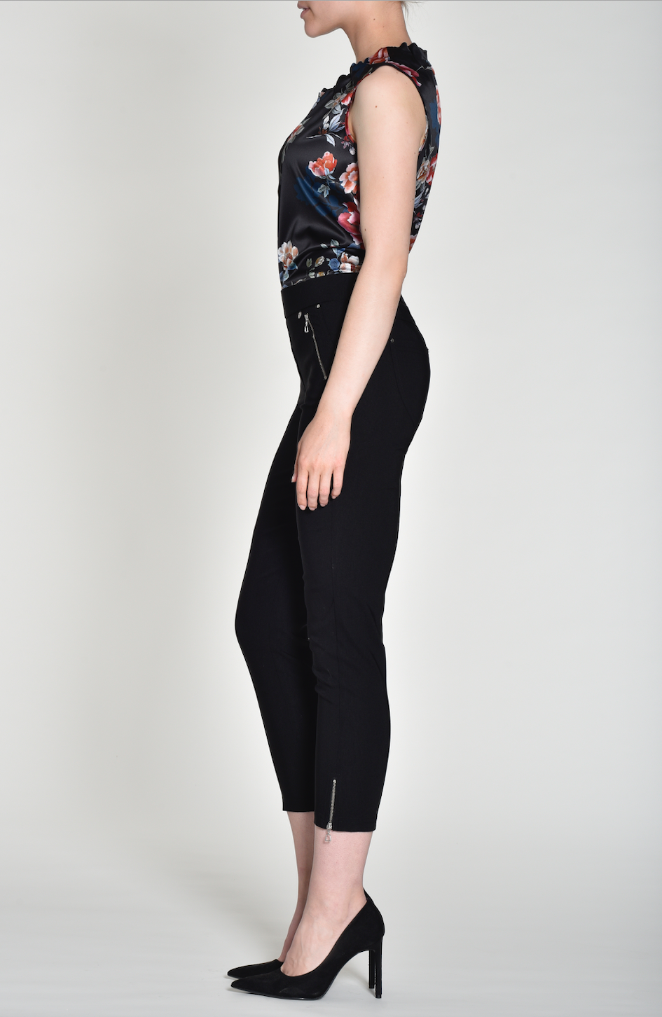 Robell Nena Black Zip Detail Trousers