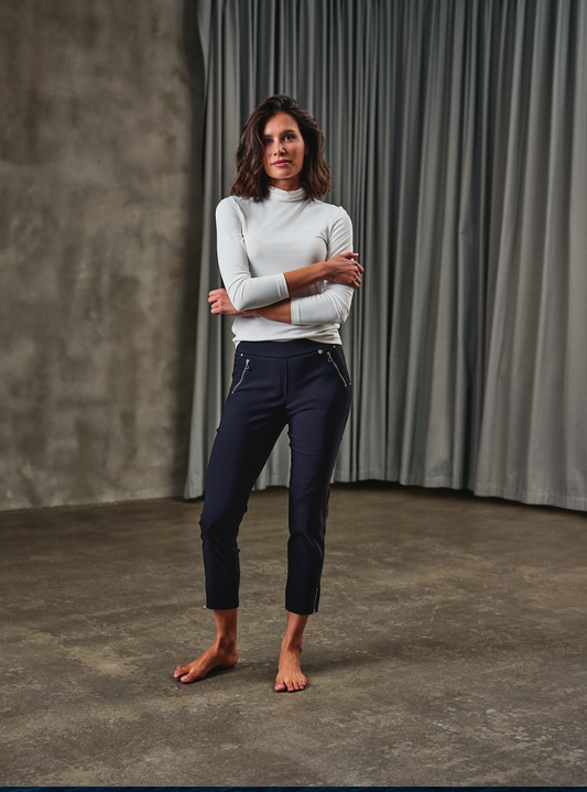 Robell Nena Navy Zip Detail Trousers