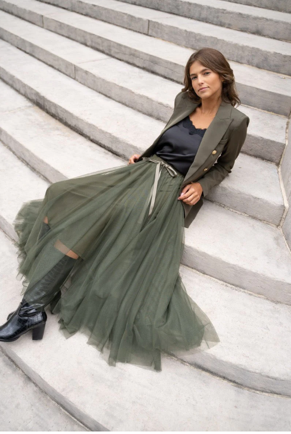 Keira Khaki Tulle Skirt