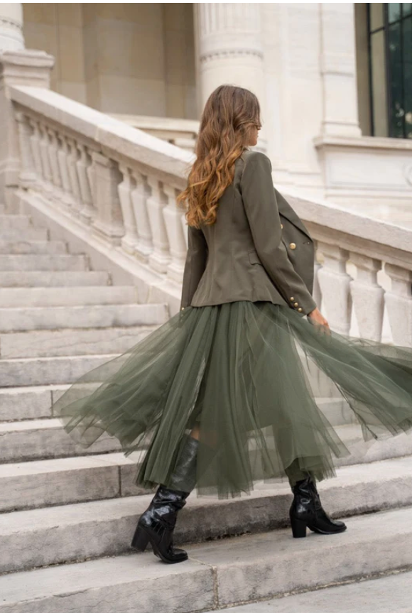 Keira Khaki Tulle Skirt