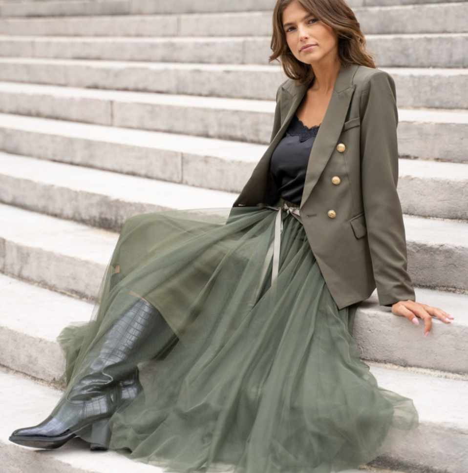 Keira Khaki Tulle Skirt