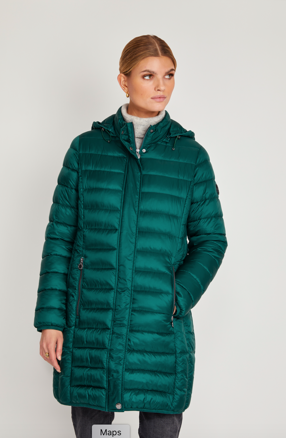 Frandsen Forest Green Quilted Midi Coat