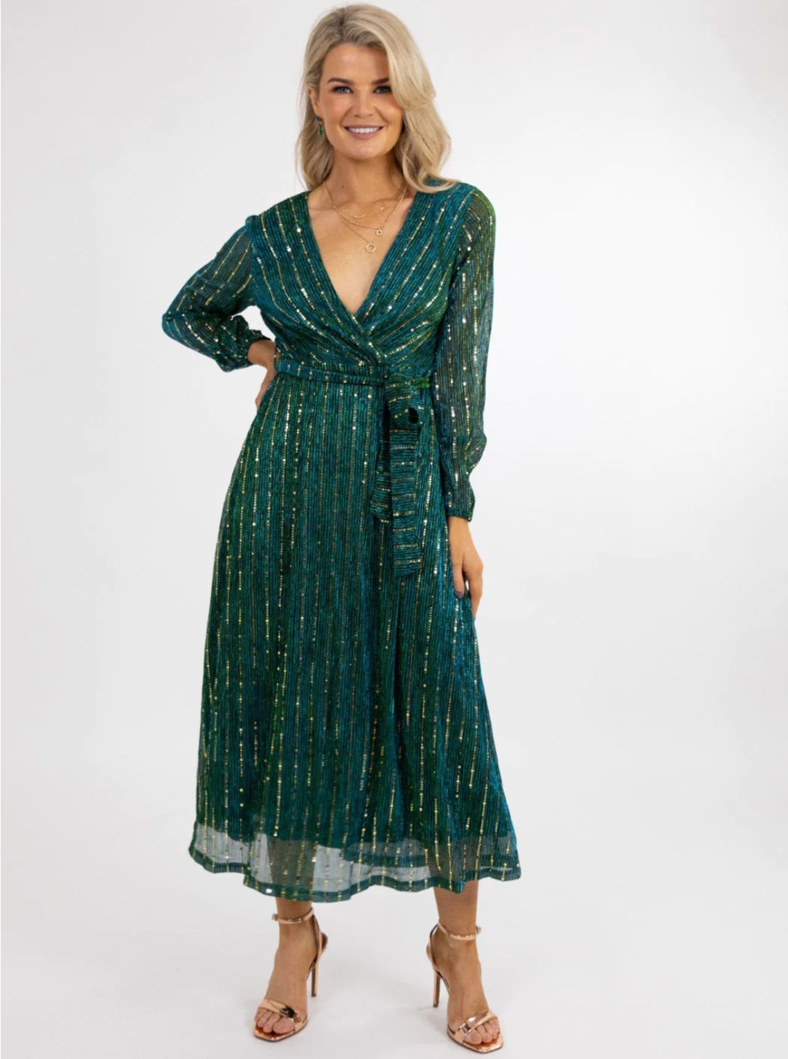 Kylie Green Sparkle Midi Dress