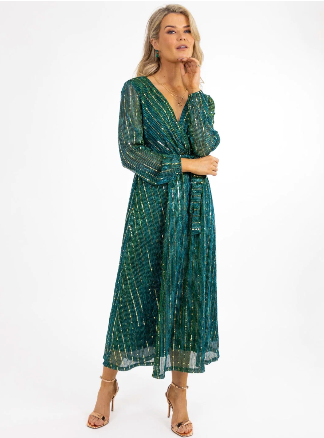 Kylie Green Sparkle Midi Dress