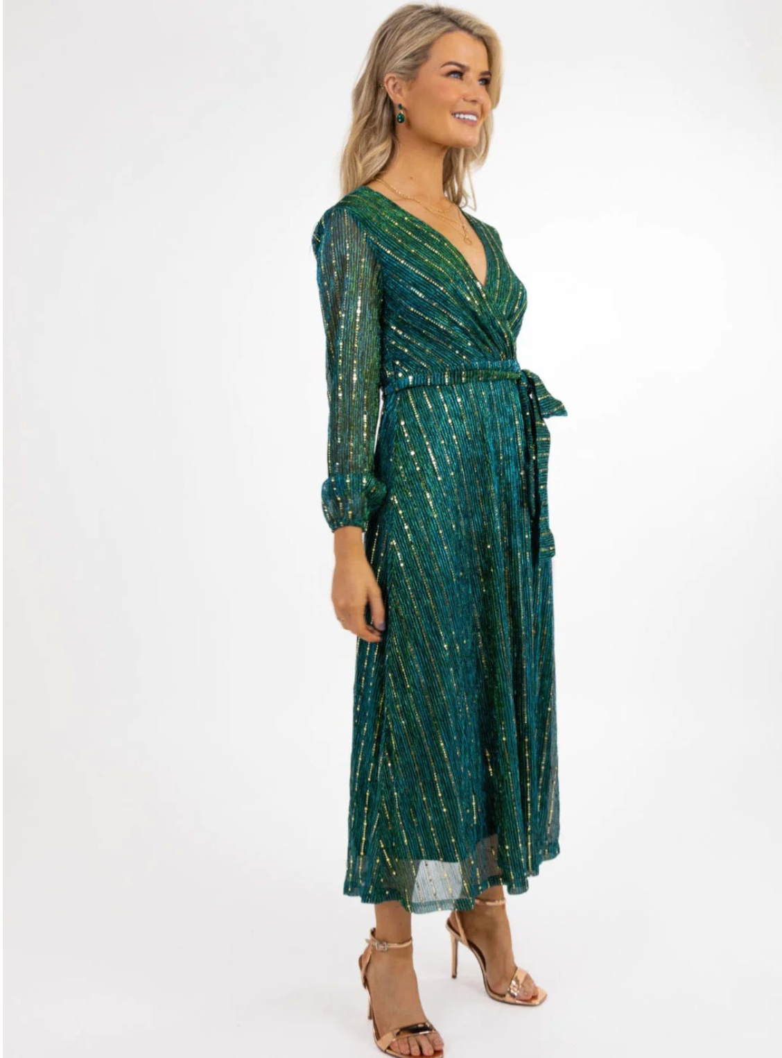 Kylie Green Sparkle Midi Dress