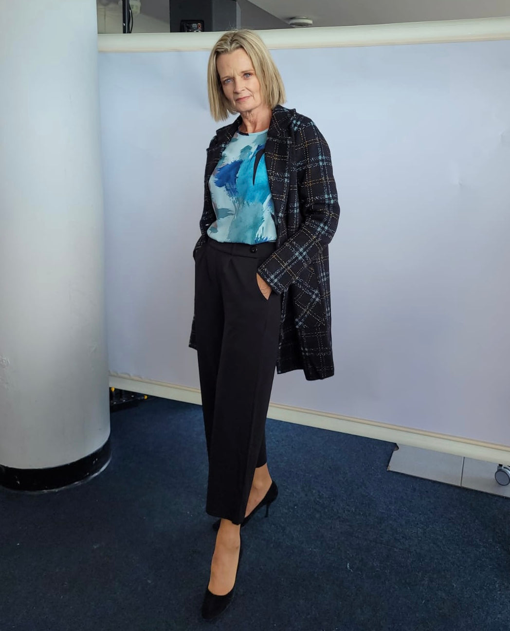 Patrice Plaid Print Coat
