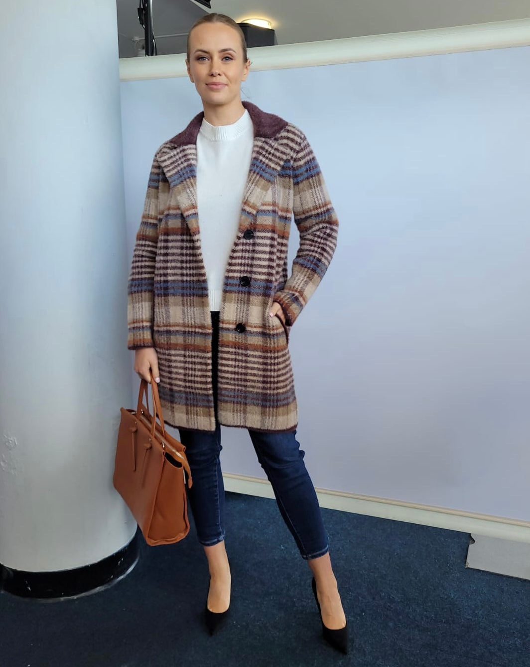 Loretta Check Print Coat
