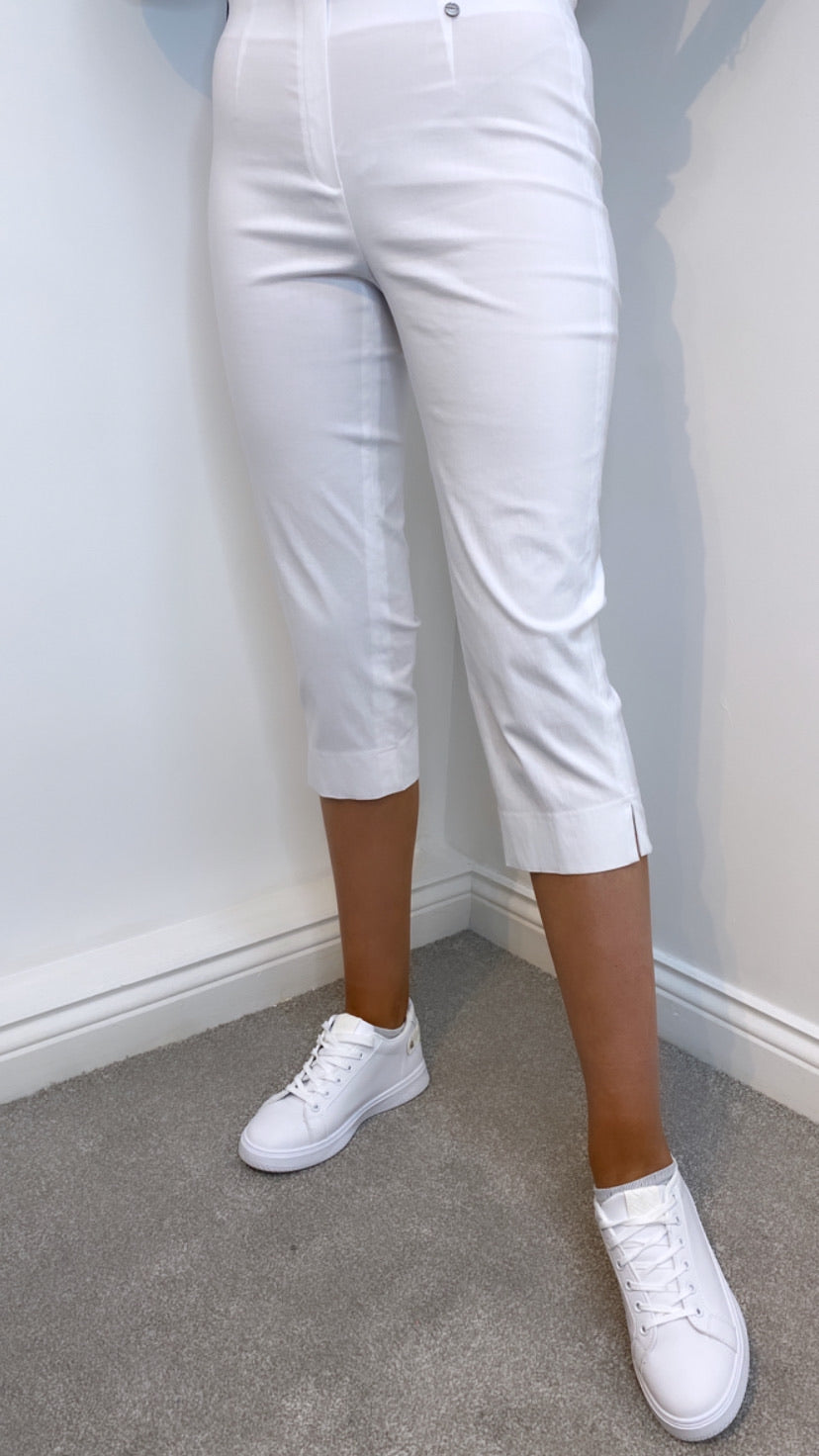 Robell Marie White Cropped Trouser