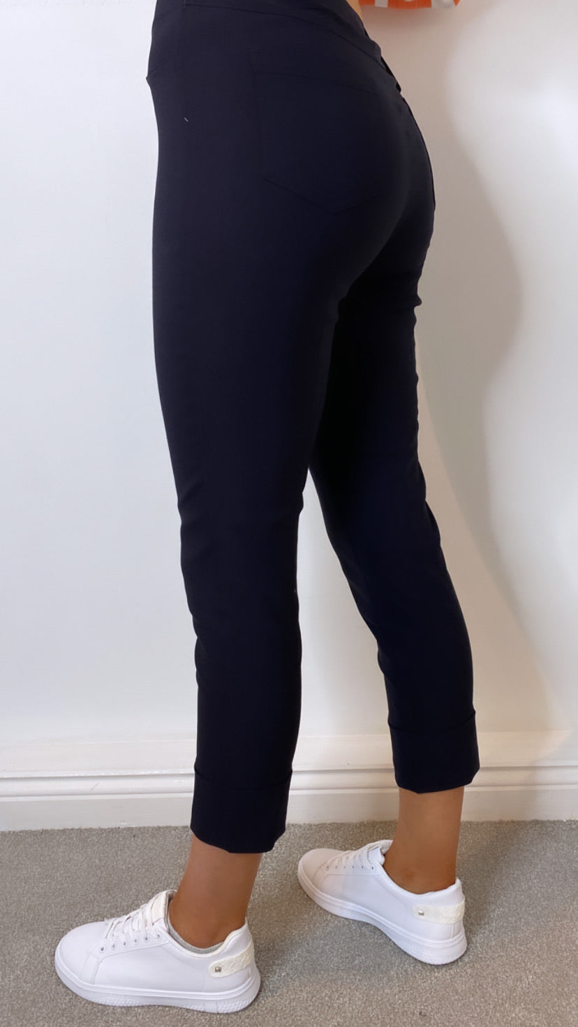 Robell Marie Navy Cropped Trouser