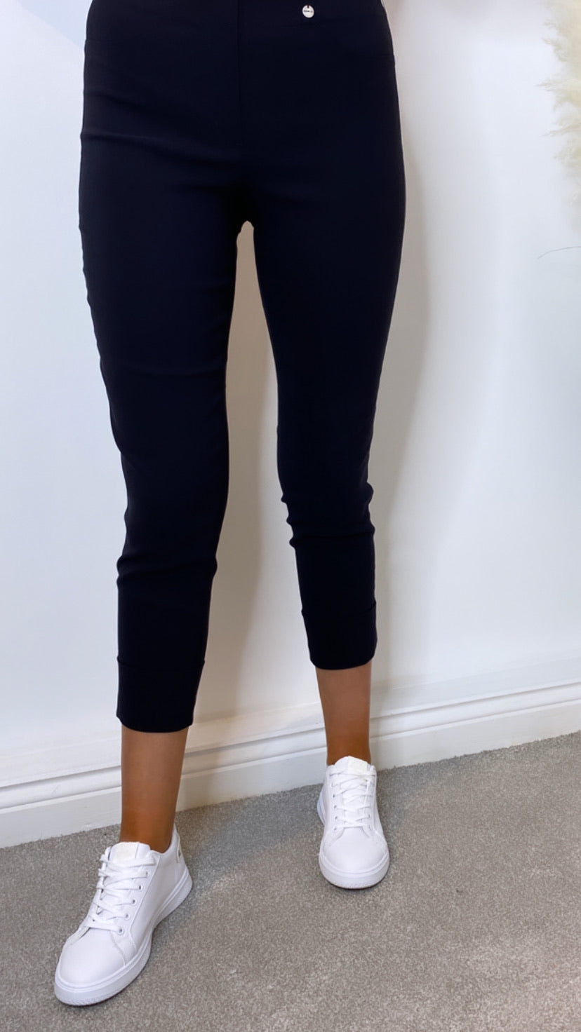 Robell Marie Navy Cropped Trouser