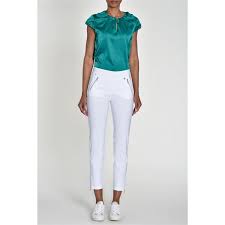 Robell Nena White Zip Detail Trousers