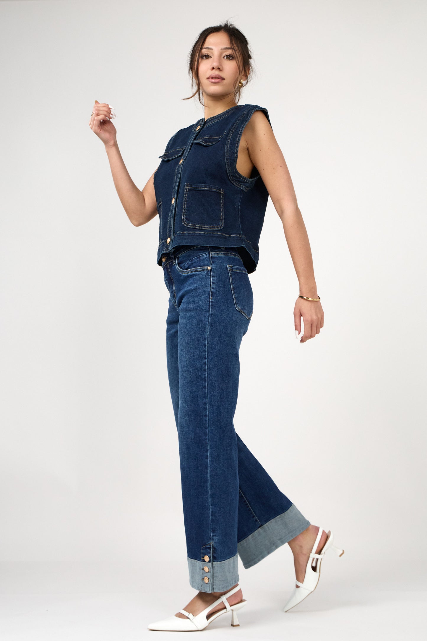 Cassie Dark Wash Wide Leg Denim Jeans