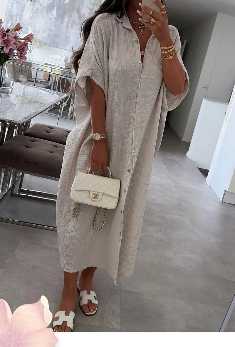 Alia Taupe Cotton Dress