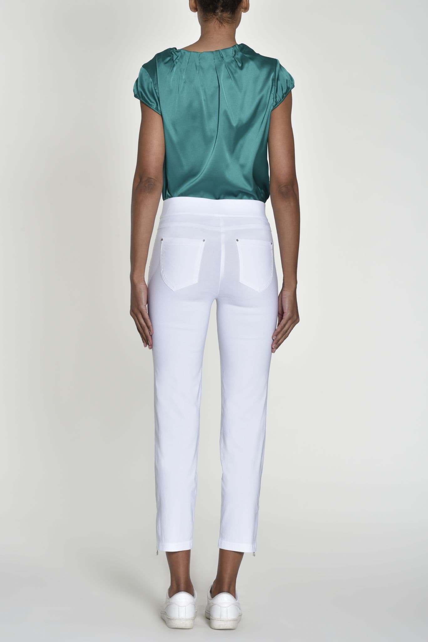 Robell Nena White Zip Detail Trousers